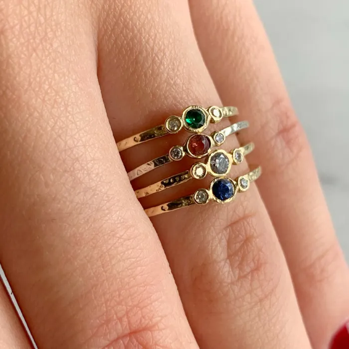 Emerald and Diamond Stacker Ring in 14k gold Emily Amey Jewelry Rings