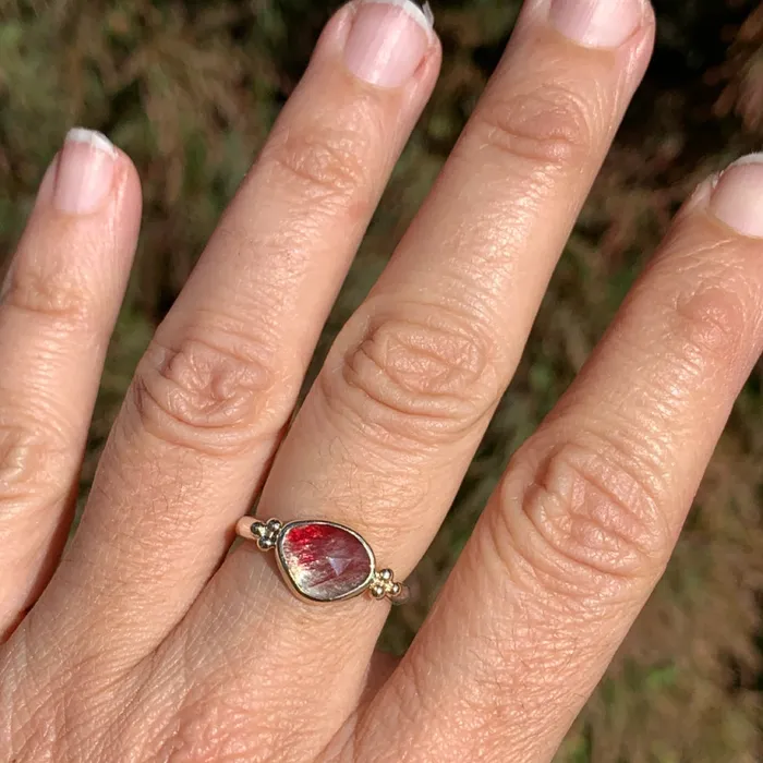 Emily Amey Jewelry Rings Andesine with beads in 14k gold and sterling silver
