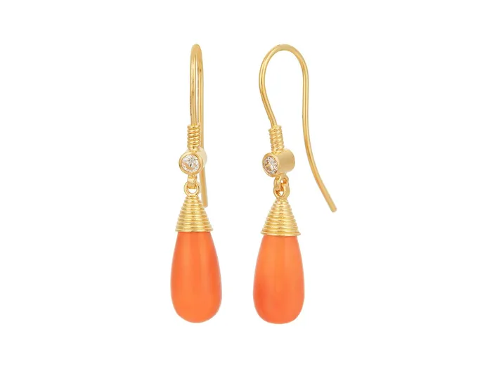 GG GOLD OOAK Earrings GURHAN Spell Gold Carnelian Single Drop Earrings 14x7mm Teardrop on Wire Hook GG GOLD OOAK Earrings GURHAN Spell Gold Carnelian Single Drop Earrings 14x7mm Teardrop on Wire Hook