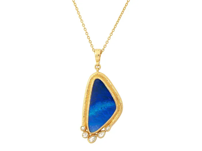 GG GOLD OOAK GURHAN Muse Gold Opal Pendant Necklace 30x16mm Amorphous set in Wide Frame Necklaces GG GOLD OOAK GURHAN Muse Gold Opal Pendant Necklace 30x16mm Amorphous set in Wide Frame Necklaces