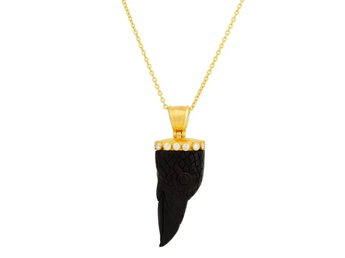GG GOLD OOAK Necklaces GURHAN Spell Gold Ebony Pendant Necklace 48x20mm Carved Bird GG GOLD OOAK Necklaces GURHAN Spell Gold Ebony Pendant Necklace 48x20mm Carved Bird