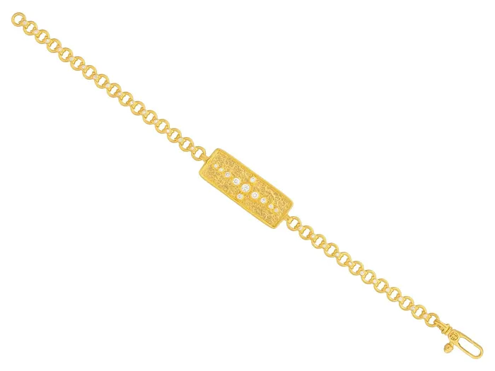 GG GOLD TRAD Bracelets GURHAN Pointelle Gold Diamond Chain Link Bracelet 33x12mm Medallion GG GOLD TRAD Bracelets GURHAN Pointelle Gold Diamond Chain Link Bracelet 33x12mm Medallion