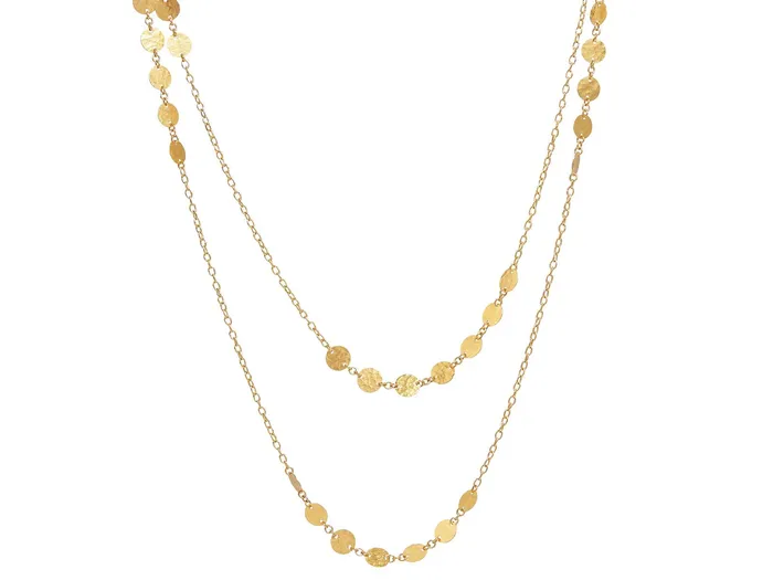 GURHAN Lush Gold Station Long Necklace 25mm Round Flakes with No Stone GG GOLD TRAD Necklaces GURHAN Lush Gold Station Long Necklace 25mm Round Flakes with No Stone GG GOLD TRAD Necklaces