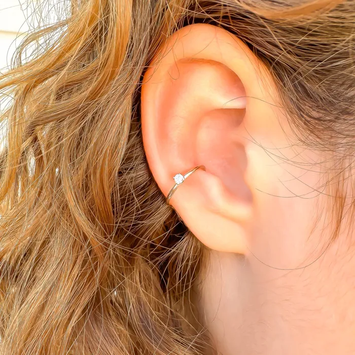 Hoops By Hand Earrings Mini Simulated Diamond Conch Ear Cuff 14K Gold Filled