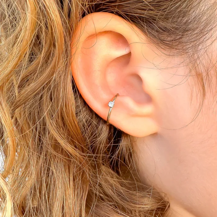 Hoops By Hand Earrings Mini Simulated Diamond Conch Ear Cuff 14K Gold Filled