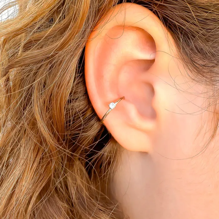 Hoops By Hand Earrings Mini Simulated Diamond Conch Ear Cuff 14K Gold Filled
