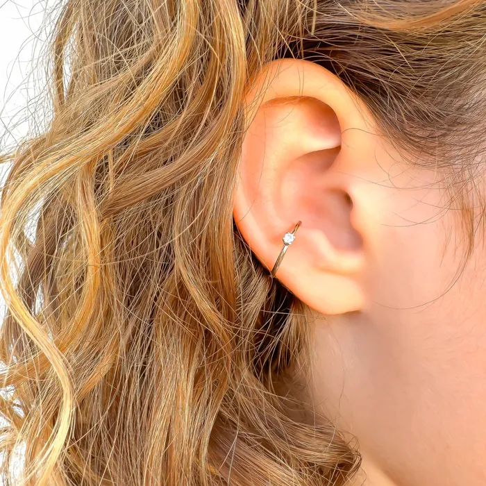 Hoops By Hand Earrings Mini Simulated Diamond Conch Ear Cuff 14K Gold Filled