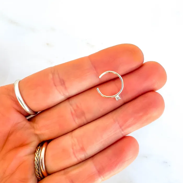 Hoops By Hand Earrings Mini Simulated Diamond Conch Ear Cuff 14K Gold Filled