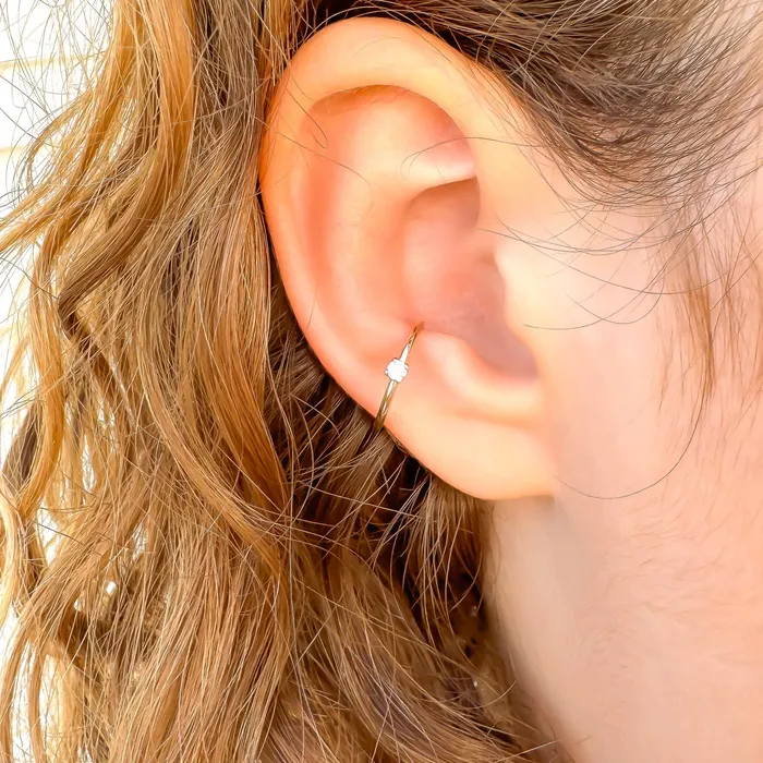 Hoops By Hand Earrings Mini Simulated Diamond Conch Ear Cuff 14K Gold Filled