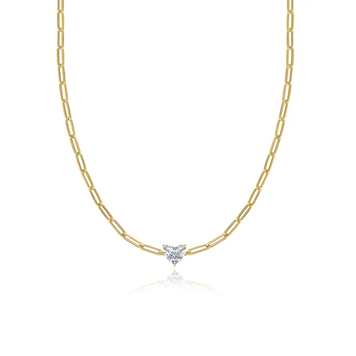 Necklaces Alev Jewelry Solitaire Diamond Paperclip Necklace