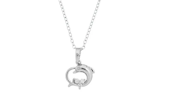 Necklaces White Zircon Dolphin Pendant Necklace sparklingselections