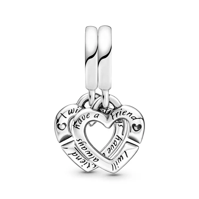 Pandora Charm Necklaces Pandora Linked Sister Hearts Split Dangle Charm Pandora Charm Necklaces Pandora Linked Sister Hearts Split Dangle Charm