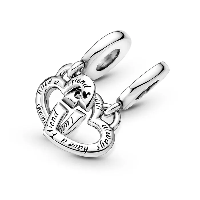 Pandora Charm Necklaces Pandora Linked Sister Hearts Split Dangle Charm Pandora Charm Necklaces Pandora Linked Sister Hearts Split Dangle Charm