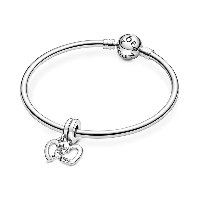 Pandora Charm Necklaces Pandora Linked Sister Hearts Split Dangle Charm Pandora Charm Necklaces Pandora Linked Sister Hearts Split Dangle Charm