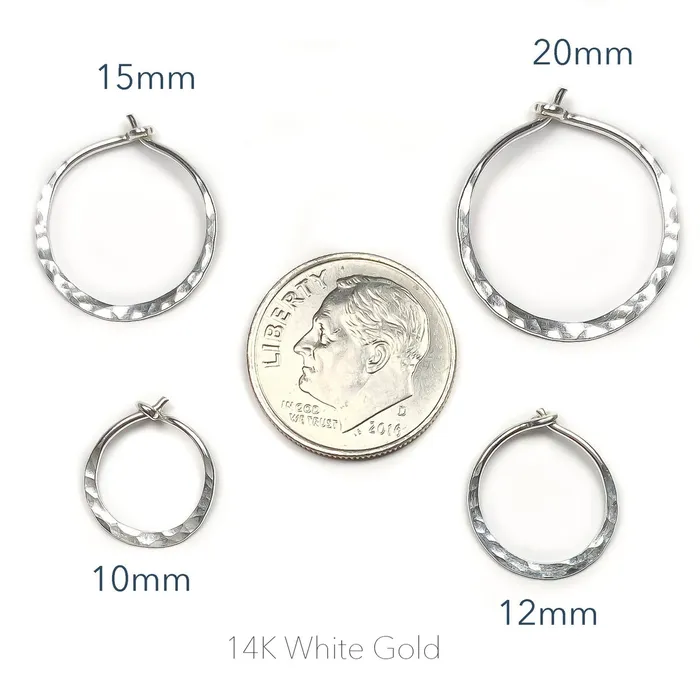 PreStyled Sets Hoops By Hand 14K White Gold Hammered Mini Hoops 12mm PreStyled Sets Hoops By Hand 14K White Gold Hammered Mini Hoops 12mm