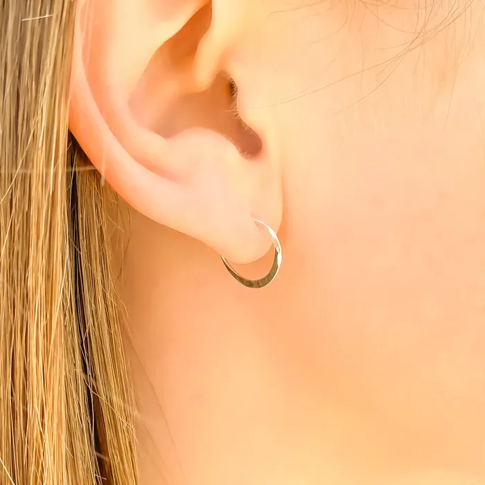 PreStyled Sets Hoops By Hand 14K White Gold Hammered Mini Hoops 12mm PreStyled Sets Hoops By Hand 14K White Gold Hammered Mini Hoops 12mm
