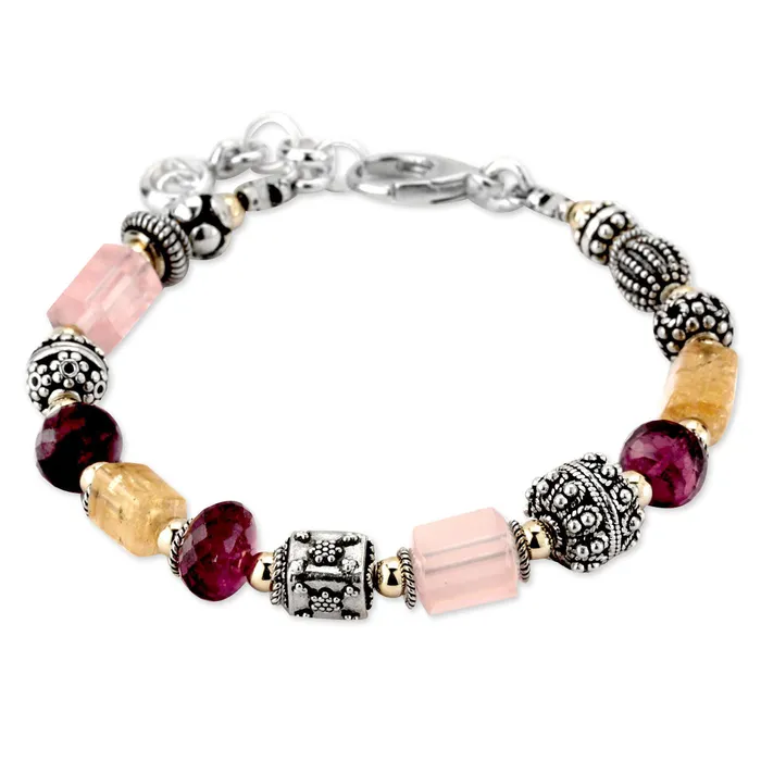 Rhodolite Garnet Rose Quartz and Imperial Topaz Bracelet162074 Elisa Ilana Bracelets Rhodolite Garnet Rose Quartz and Imperial Topaz Bracelet162074 Elisa Ilana Bracelets