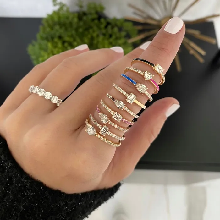 Rings Alev Jewelry Solitaire Diamond Pave Ring