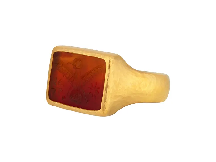 Rings GG GOLD OOAK GURHAN Antiquities Gold Carnelian Intaglio Cocktail Ring 17x13mm Rectangle Stone Rings GG GOLD OOAK GURHAN Antiquities Gold Carnelian Intaglio Cocktail Ring 17x13mm Rectangle Stone