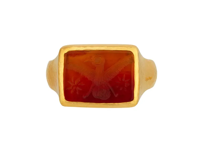 Rings GG GOLD OOAK GURHAN Antiquities Gold Carnelian Intaglio Cocktail Ring 17x13mm Rectangle Stone Rings GG GOLD OOAK GURHAN Antiquities Gold Carnelian Intaglio Cocktail Ring 17x13mm Rectangle Stone