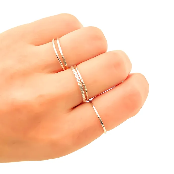 Rings Hoops By Hand Sterling Silver Stacking Ring Set