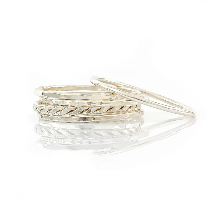 Rings Hoops By Hand Sterling Silver Stacking Ring Set Rings Hoops By Hand Sterling Silver Stacking Ring Set