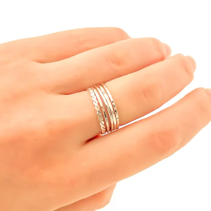 Rings Hoops By Hand Sterling Silver Stacking Ring Set Rings Hoops By Hand Sterling Silver Stacking Ring Set