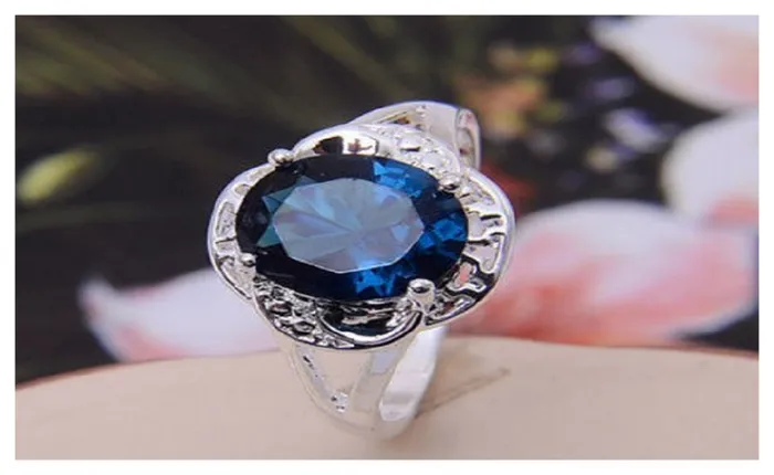 Rings sparklingselections Blue Alloy Cubic Zirconia Sapphire Cut Wedding Ring for Women Rings sparklingselections Blue Alloy Cubic Zirconia Sapphire Cut Wedding Ring for Women