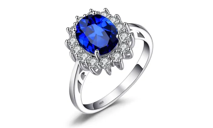Rings sparklingselections Blue Sapphire Silver Engagement Rings For Women