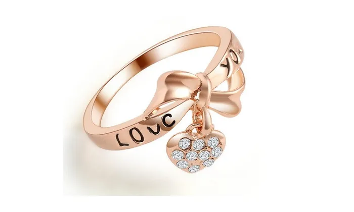 Rings sparklingselections Element Austrian Crystal Heart Bow Ring678