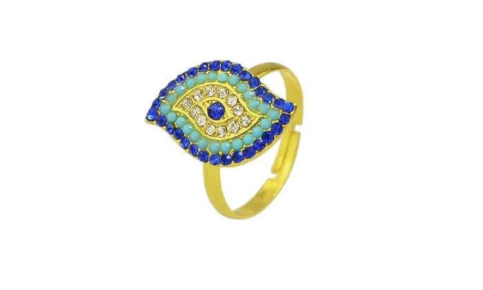 Rings sparklingselections White Blue Rhinestone Eye Shape Ring For Women 8