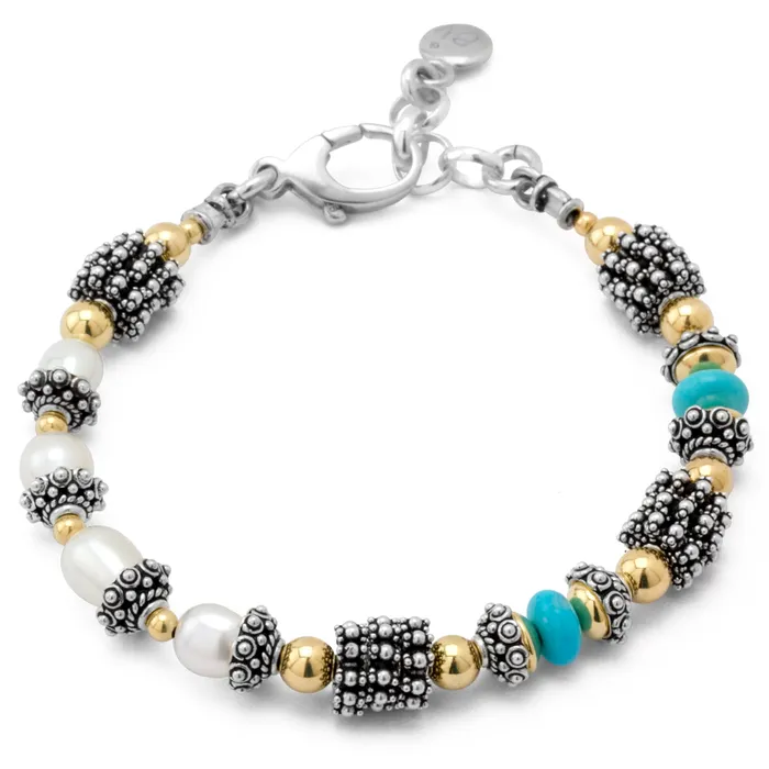 Sleeping Beauty Turquoise Pearl Bracelet Elisa Ilana Bracelets
