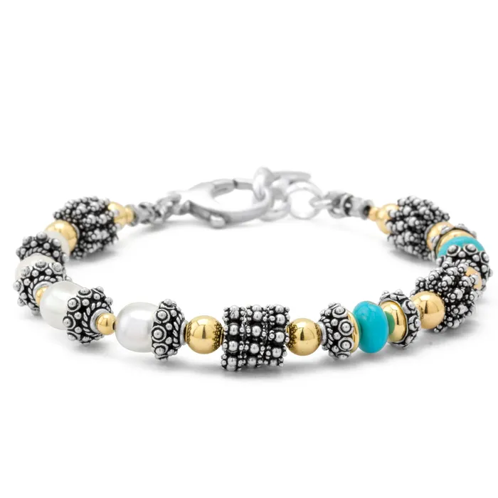 Sleeping Beauty Turquoise Pearl Bracelet Elisa Ilana Bracelets Sleeping Beauty Turquoise Pearl Bracelet Elisa Ilana Bracelets