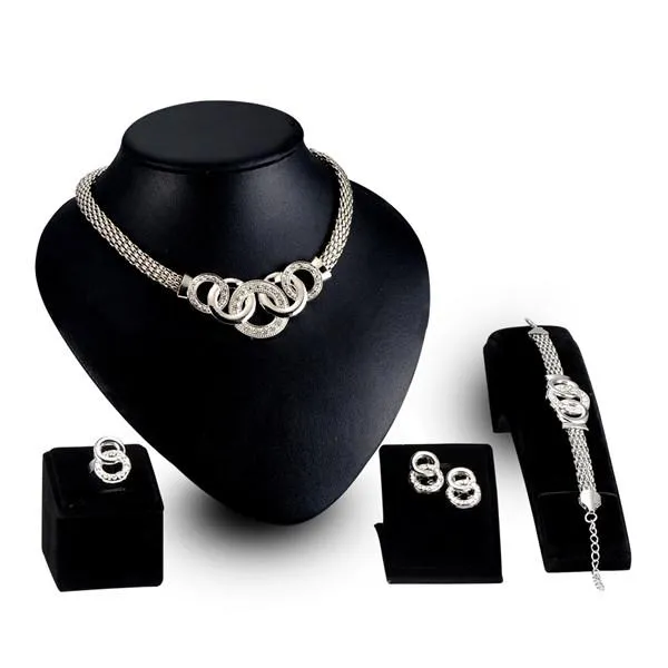 sparklingselections Bracelets New Vintage Jewelry Sets Nigerian African Beads Collar Statement Necklace Earrings Bracelet Ring Women Wedding Party Accessories