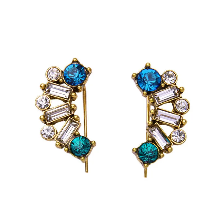 sparklingselections Earrings Crystal Blue Ear Stud Statement Earrings