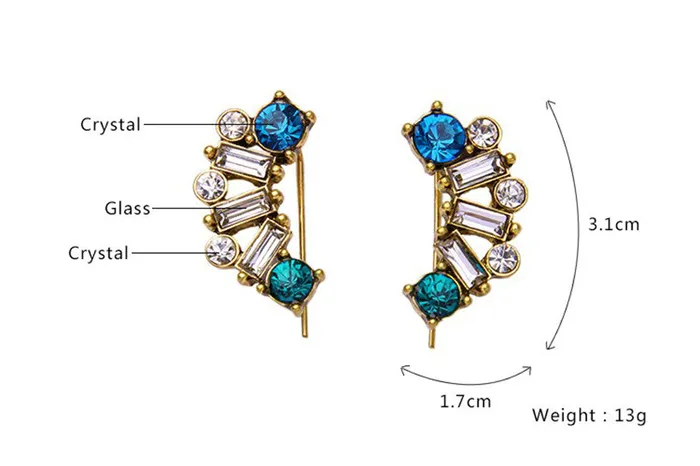 sparklingselections Earrings Crystal Blue Ear Stud Statement Earrings sparklingselections Earrings Crystal Blue Ear Stud Statement Earrings