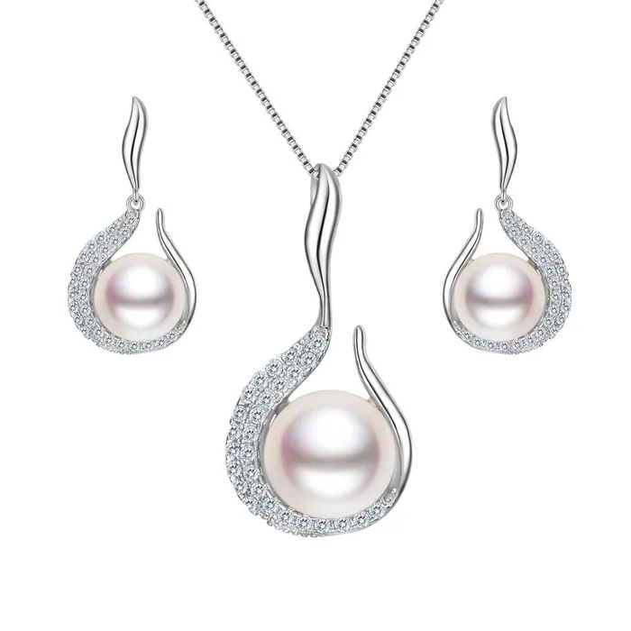 sparklingselections New Sterling Silver Flower Bud Bridal Jewelry Set For Womens Fashion Wedding Romantic Necklace Earrings Jewelry Earrings sparklingselections New Sterling Silver Flower Bud Bridal Jewelry Set For Womens Fashion Wedding Romantic Necklace Earrings Jewelry Earrings