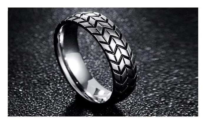 sparklingselections Rings Vintage Stainless Steel Mens Tire Veins Ring 78 sparklingselections Rings Vintage Stainless Steel Mens Tire Veins Ring 78