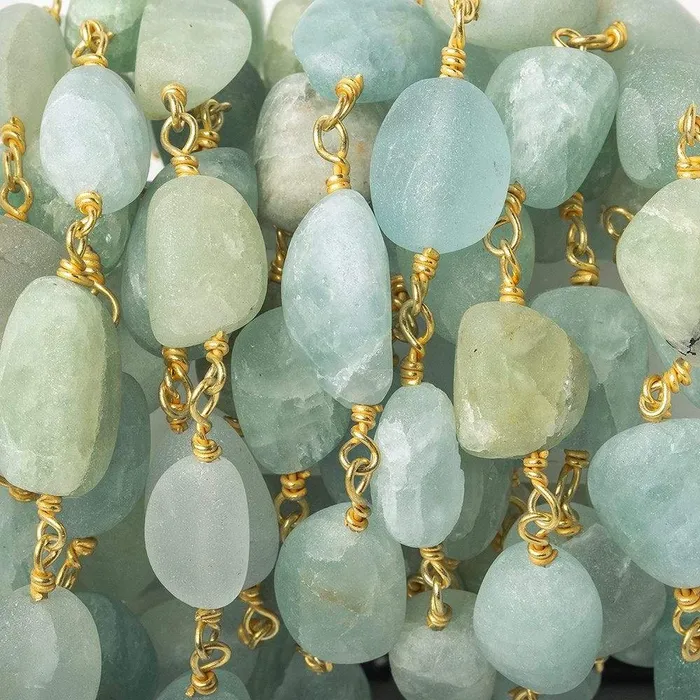 10x8mm Frosted Aquamarine plain nugget Gold plated Chain Beadsofcambaycom PreStyled Sets 10x8mm Frosted Aquamarine plain nugget Gold plated Chain Beadsofcambaycom PreStyled Sets