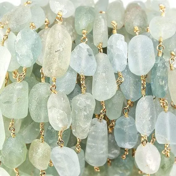 10x8mm Frosted Aquamarine plain nugget Gold plated Chain Beadsofcambaycom PreStyled Sets 10x8mm Frosted Aquamarine plain nugget Gold plated Chain Beadsofcambaycom PreStyled Sets