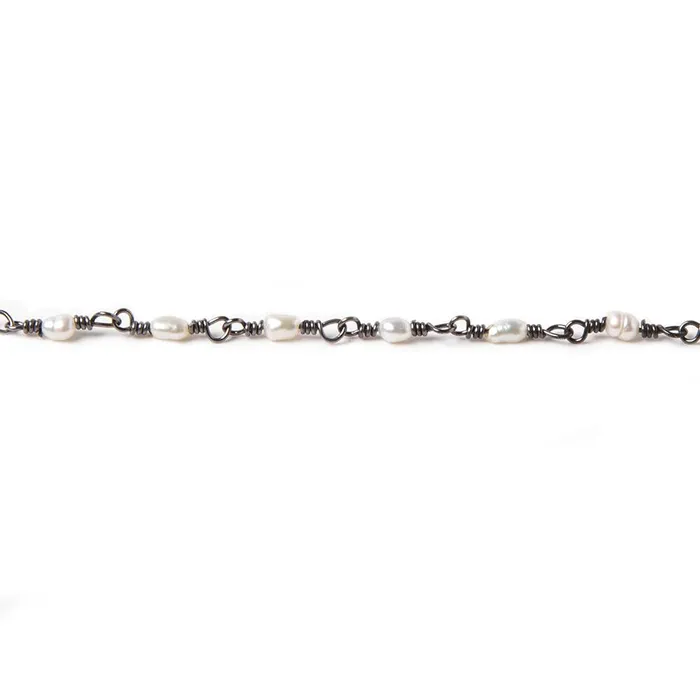 Beadsofcambaycom 3x2mm White Rice Pearl Black Gold 925 Silver Chain by the foot 36 pieces Rings Beadsofcambaycom 3x2mm White Rice Pearl Black Gold 925 Silver Chain by the foot 36 pieces Rings