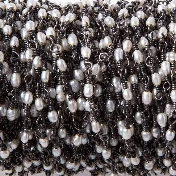 Beadsofcambaycom 3x2mm White Rice Pearl Black Gold 925 Silver Chain by the foot 36 pieces Rings Beadsofcambaycom 3x2mm White Rice Pearl Black Gold 925 Silver Chain by the foot 36 pieces Rings