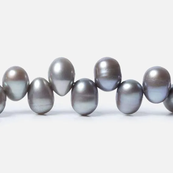 Beadsofcambaycom 7x58x6mm Steel Silver Top Drilled Oval Freshwater Pearls 16 inch 84 pcs Earrings