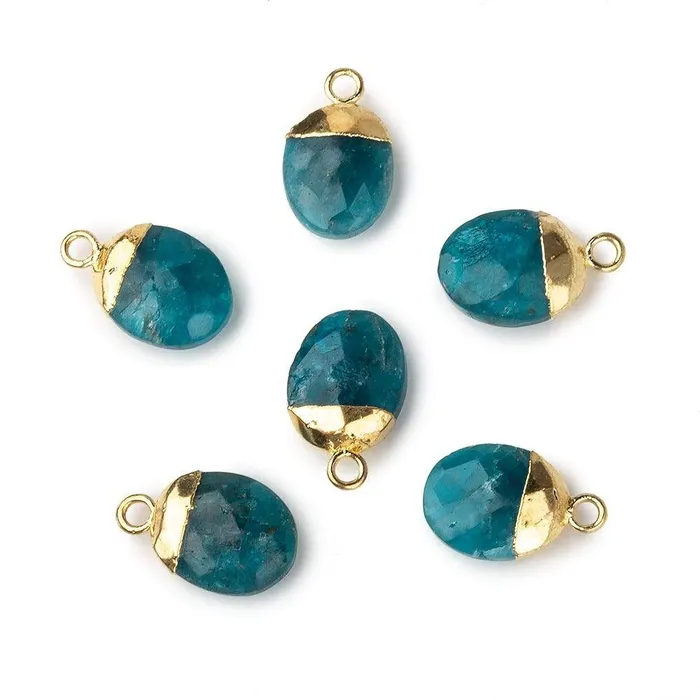 Beadsofcambaycom Necklaces 10x8mm Gold Leafed Neon Blue Apatite Oval Pendant 1 piece Beadsofcambaycom Necklaces 10x8mm Gold Leafed Neon Blue Apatite Oval Pendant 1 piece