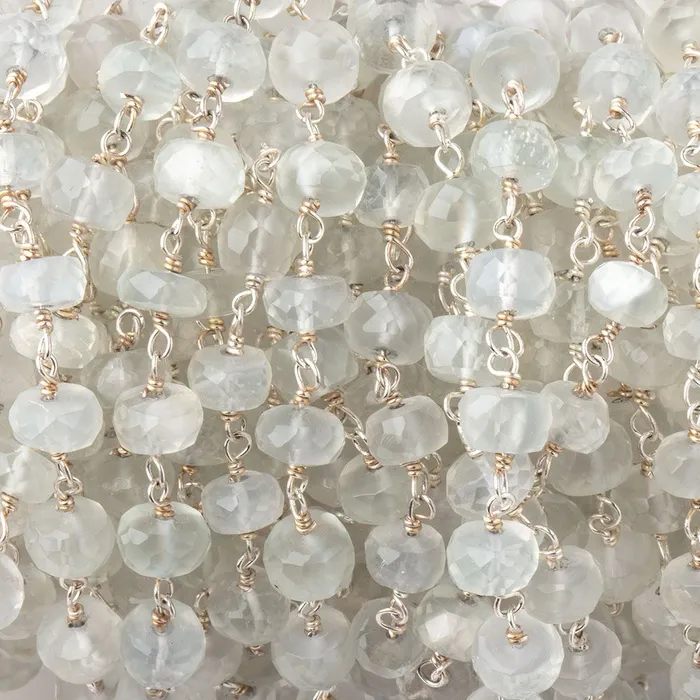 Beadsofcambaycom Necklaces 555mm Ceylon Moonstone faceted rondelles on 925 Sterling Silver Chain Beadsofcambaycom Necklaces 555mm Ceylon Moonstone faceted rondelles on 925 Sterling Silver Chain
