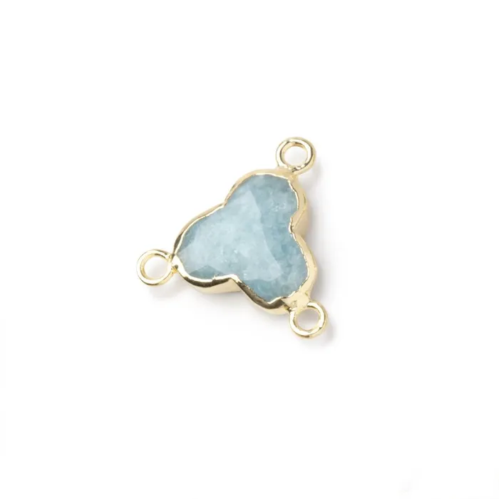 Beadsofcambaycom Rings 11mm Gold Leafed Aquamarine Faceted Trefoil 3 Ring Connector 1 piece Beadsofcambaycom Rings 11mm Gold Leafed Aquamarine Faceted Trefoil 3 Ring Connector 1 piece