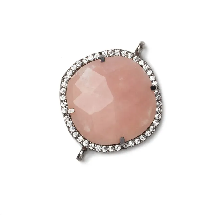 Beadsofcambaycom Rings 21x21mm Black Gold Bezel CZ and Pink Peruvian Opal Pillow 2 ring Connector 1 focal bead Beadsofcambaycom Rings 21x21mm Black Gold Bezel CZ and Pink Peruvian Opal Pillow 2 ring Connector 1 focal bead