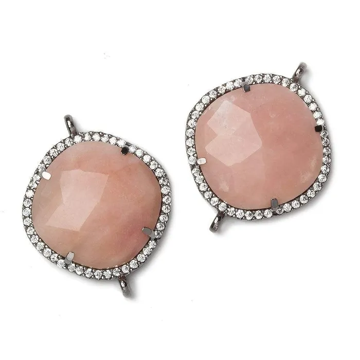 Beadsofcambaycom Rings 21x21mm Black Gold Bezel CZ and Pink Peruvian Opal Pillow 2 ring Connector 1 focal bead Beadsofcambaycom Rings 21x21mm Black Gold Bezel CZ and Pink Peruvian Opal Pillow 2 ring Connector 1 focal bead