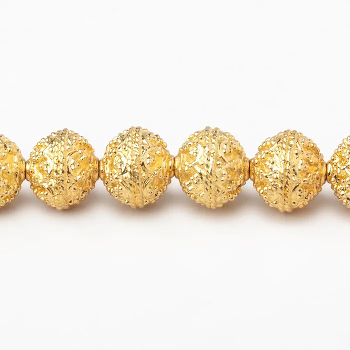 Beadsofcambaycom Rings 9mm 22kt Gold Plated Copper Round Moroccan Round 8 inch 25 Beads Beadsofcambaycom Rings 9mm 22kt Gold Plated Copper Round Moroccan Round 8 inch 25 Beads