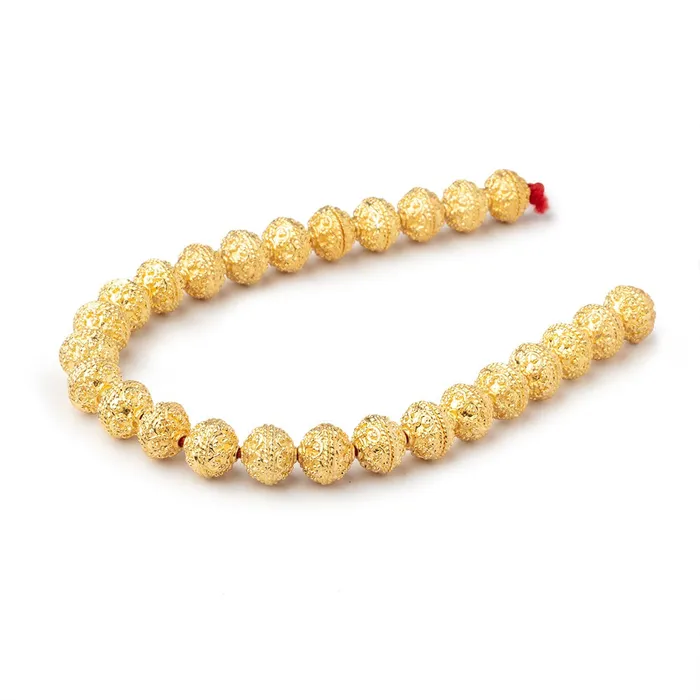 Beadsofcambaycom Rings 9mm 22kt Gold Plated Copper Round Moroccan Round 8 inch 25 Beads Beadsofcambaycom Rings 9mm 22kt Gold Plated Copper Round Moroccan Round 8 inch 25 Beads